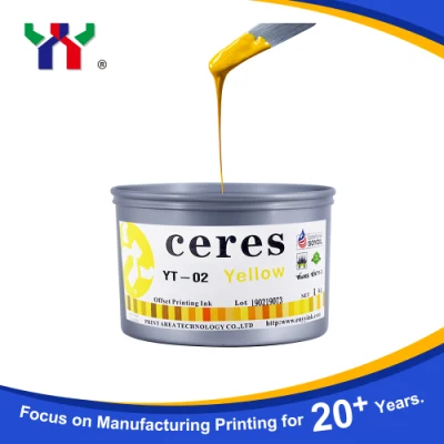 High Gloss Ceres Eco-Friendly Soy Bean Ink for Offset Printing Machine, Color Yellow, 1kg/Can
